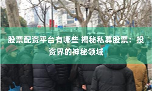 股票配资平台有哪些 揭秘私募股票：投资界的神秘领域